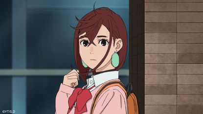 Momo playing with her hair in the Dan Da Dan anime