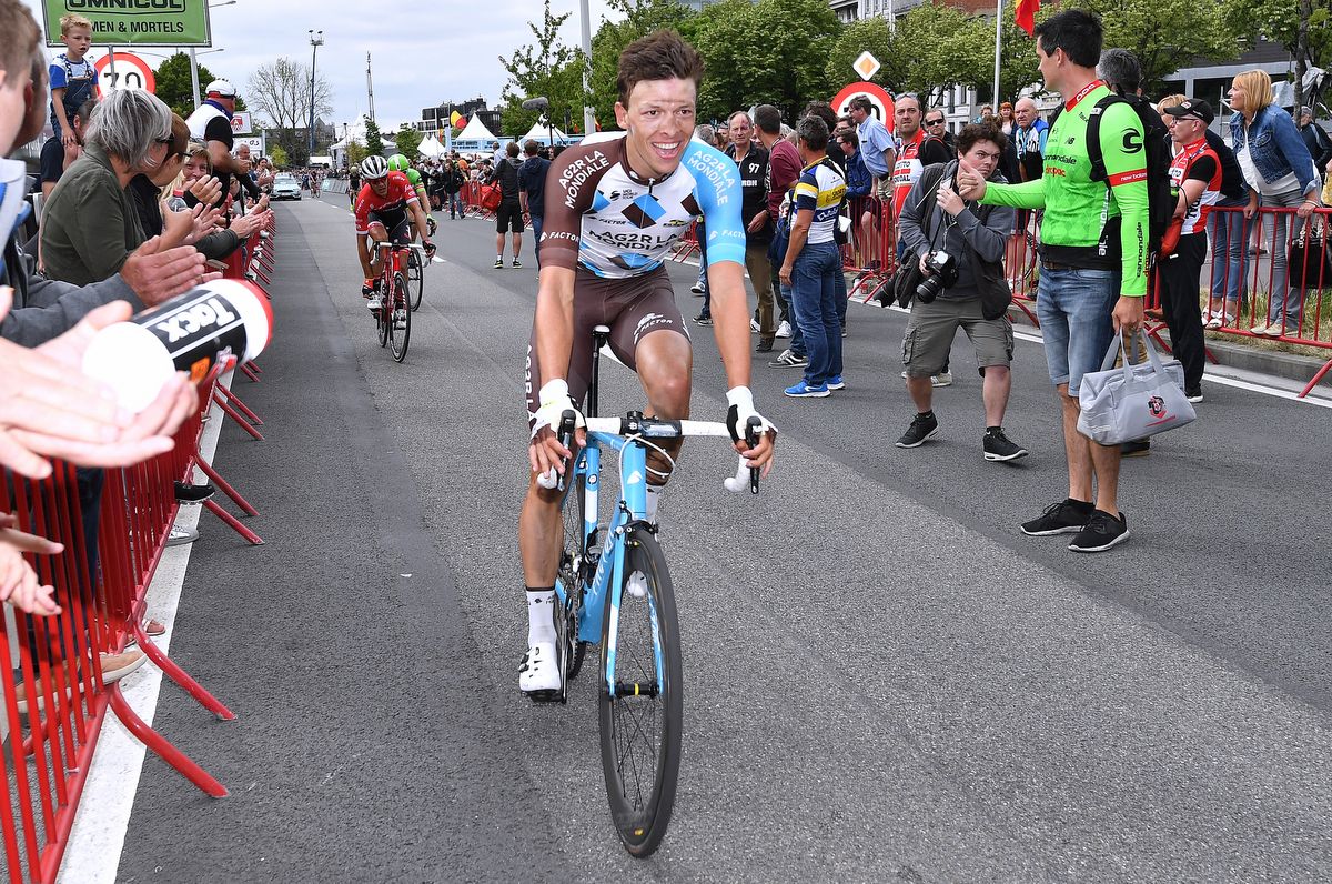 Oliver Naesen (AG2R) riding the podium