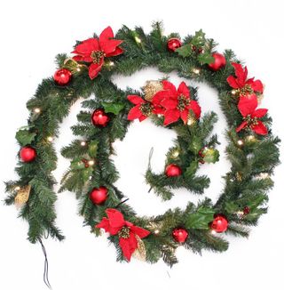 Red and gold decorated Christmas garland