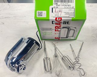 Image of Dualit hand mixer during unboxing process
