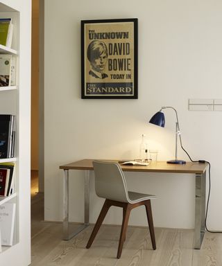 A home office area with an Original BTC task lamp