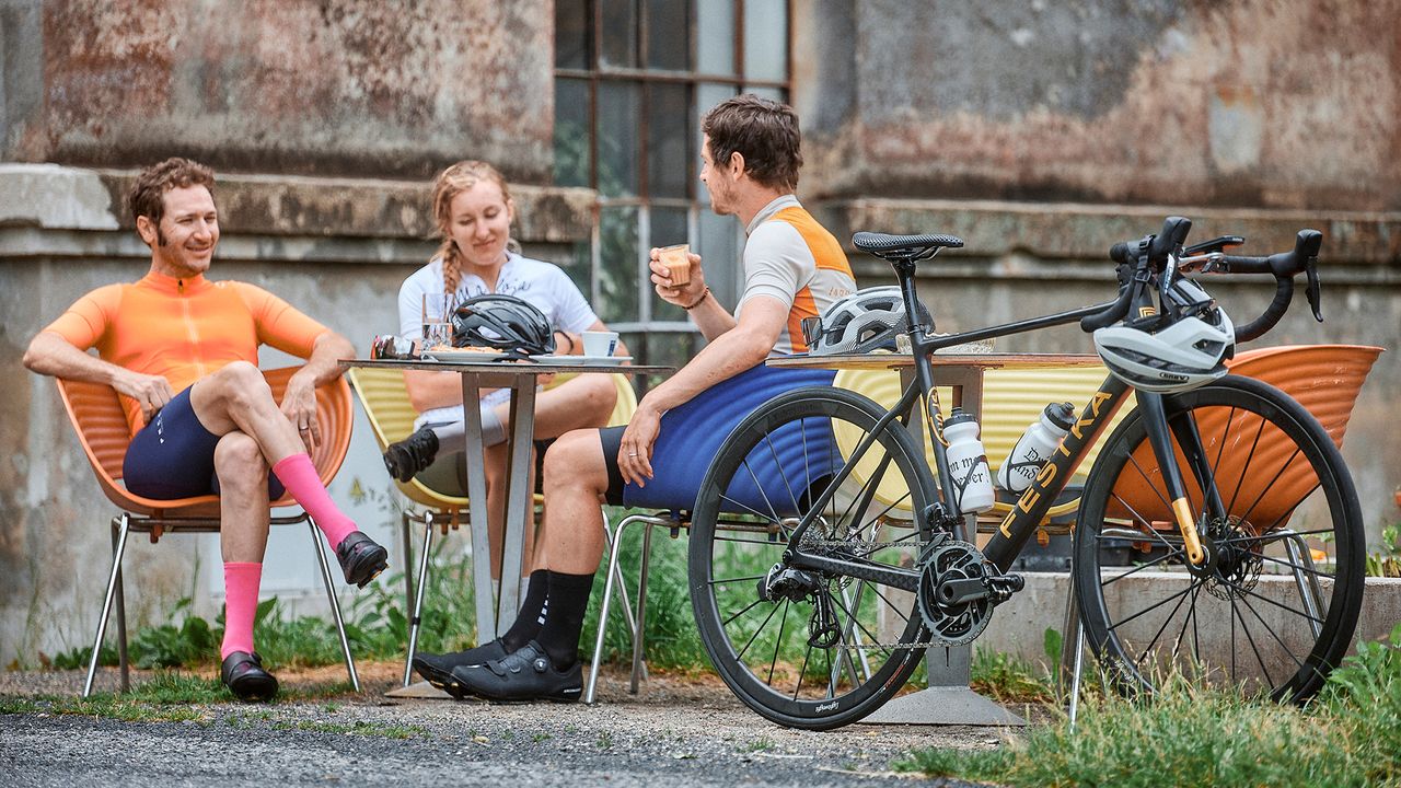 drinking coffee mid-ride in Northern Czech