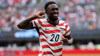 Falarin Balogun of United States celebrates after scoring his team's third goal during the international friendly match between United States and Senegal