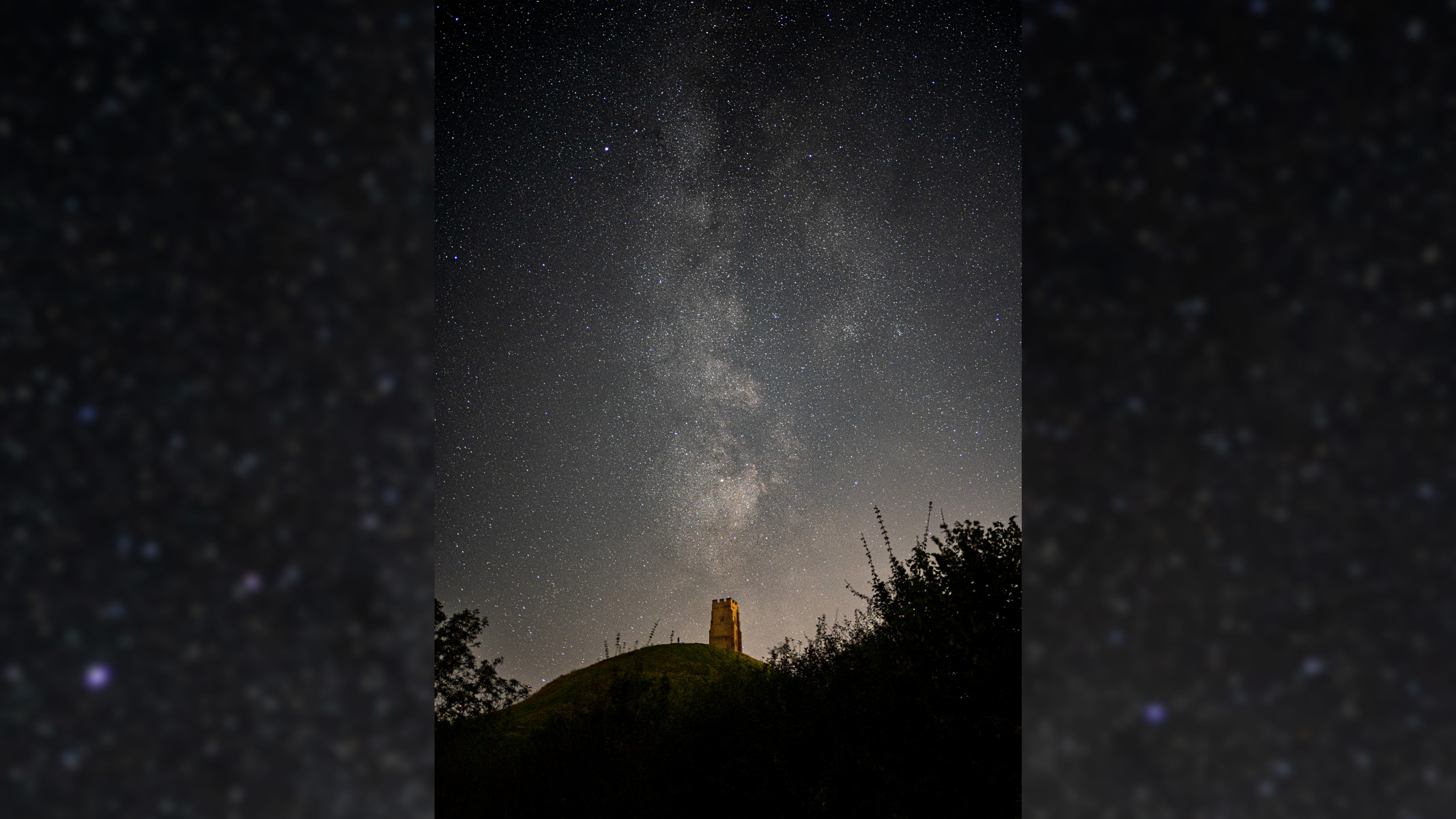 milky way above Glastonbury Tor