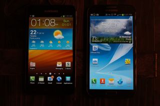 Galaxy Note II on Right; Original Note on Left