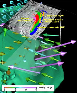 Schematic of subducting slab under Yellowstone