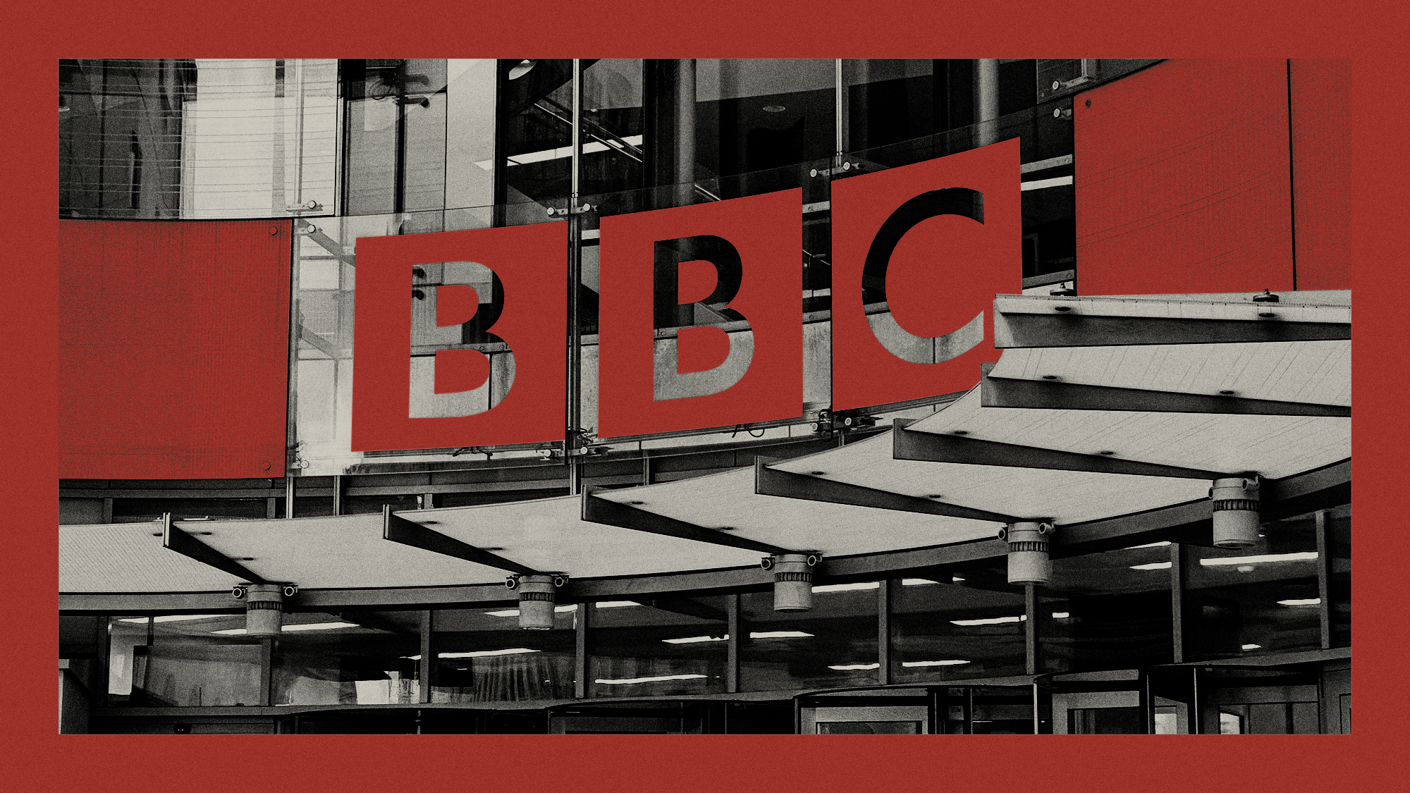 BBC sign in front of Broadcasting House, London