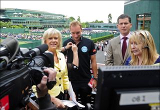 Wimbledon behind the scenes: Sue Barker broadcasting with Tim Henman.