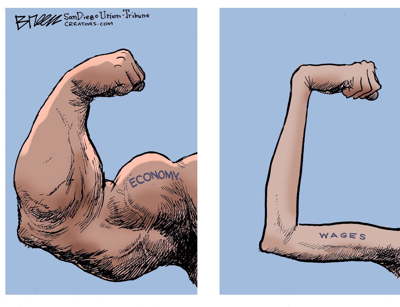 Editorial cartoon U.S. Economy Wages