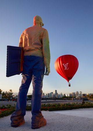 Virgil Abloh statue and Louis Vuitton hot air balloon