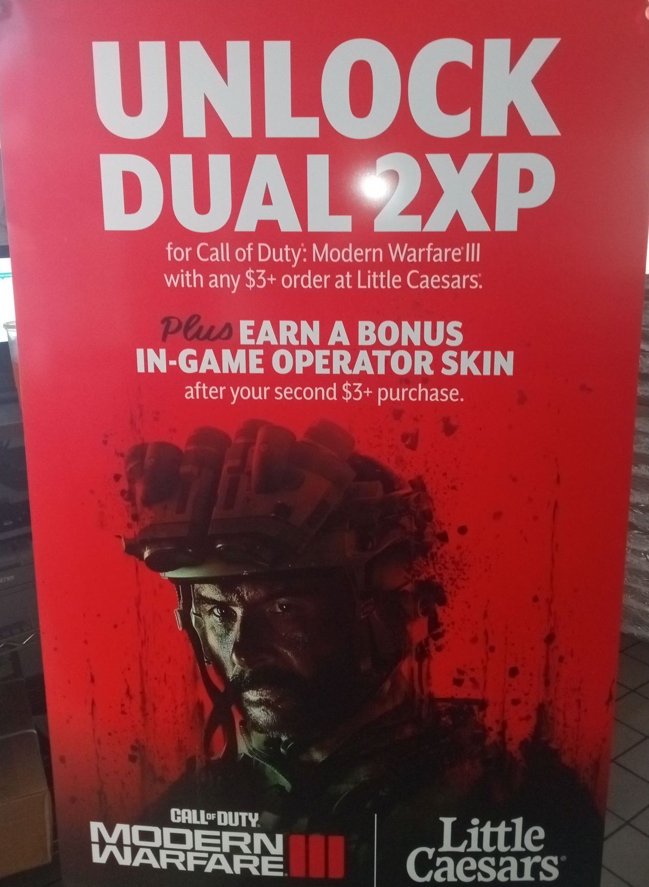 Call of Duty Double XP token promotion with Little Caesars