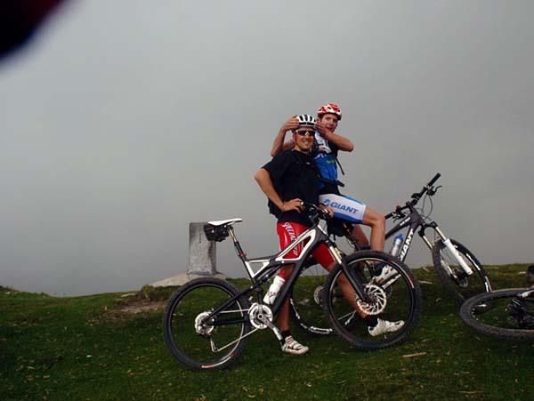 Sauser and a riding buddy on vacation.