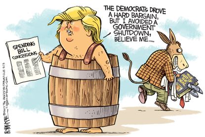 Political Cartoon U.S. Trump Democrats Republicans Budget Government Shutdown