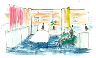 Room sketch from Ab Rogers healthcare architecture book and concept, The Third Carer