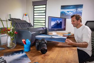 Canon imagePROGRAF PRO-1100 printer being used by ocean photographer Ben Thouard