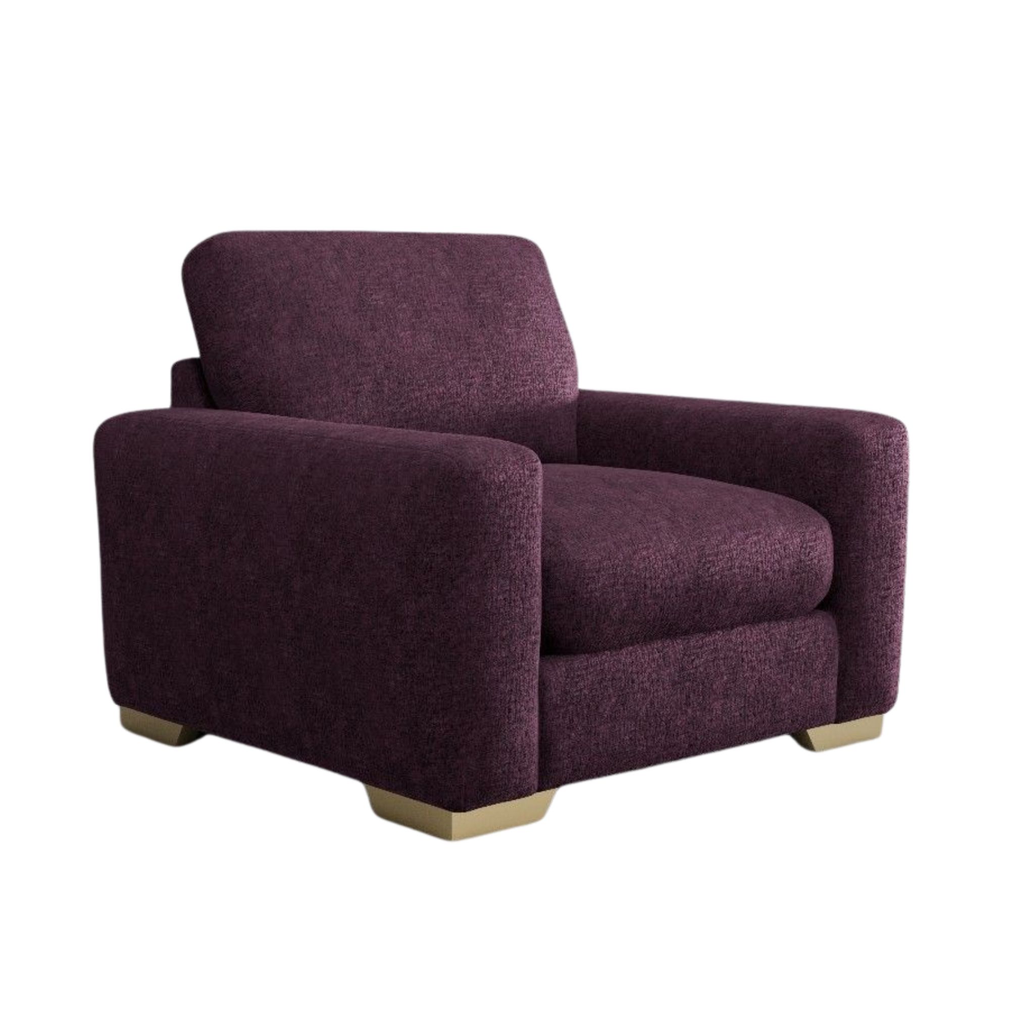 Next, Houghton Deep Relaxed Sit Armchair in Plush Chenille Dark Plum Purple