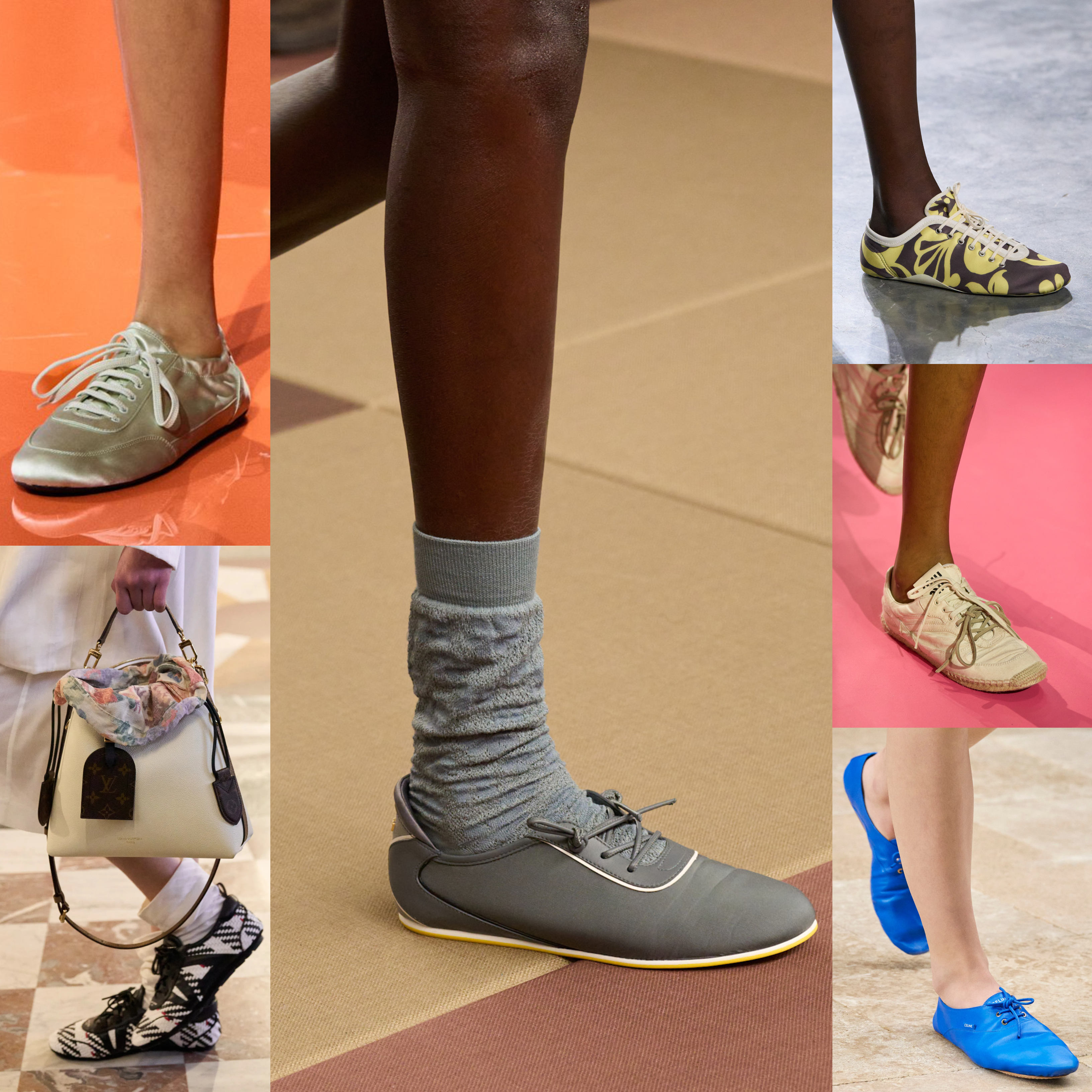 slender sneaker shoe trend at Prada, Louis Vuitton, Fendi, Dries Van Noten, Miu Miu, Celine Spring 2026