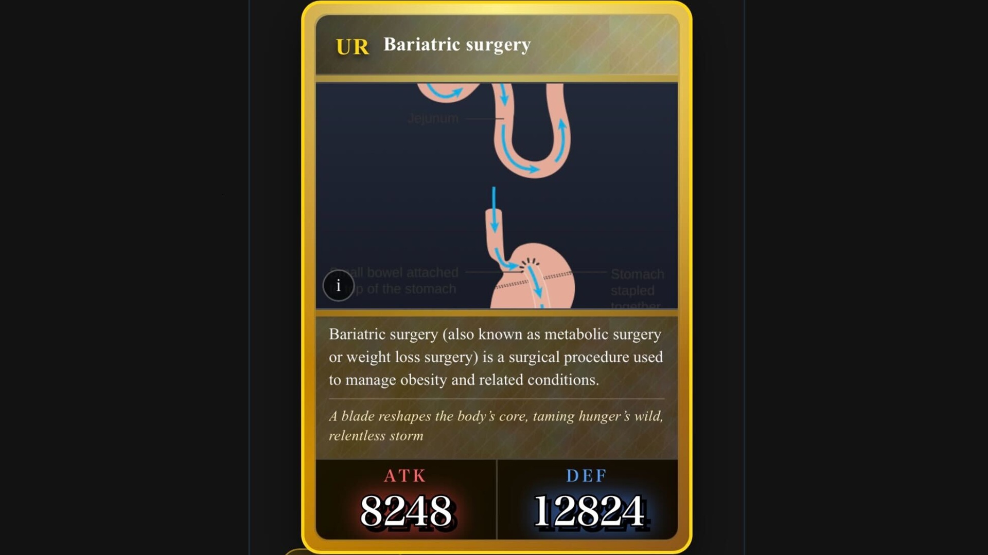 digital playing card created with the Wikipedia page for Bariatric Surgery