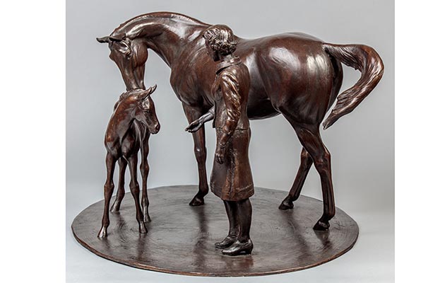 Mare and Foal with Her Majesty The Queen 60cm x 45cm x 40cm