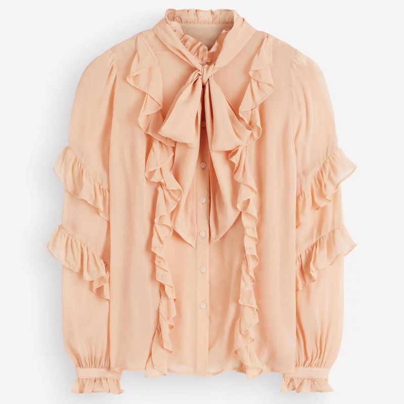 Boden, Cat Deeley's ruffled, peach blouse