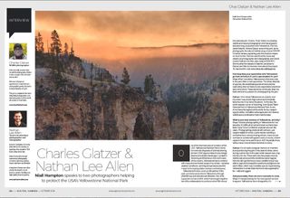 Opening two pages of the interview with Charles Glatzer and Nathan Lee Allen from the October 2024 issue of Digital Camera magazine