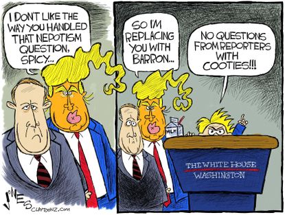 Political Cartoon U.S. Sean Spicer White House press secretary Trump nepotism