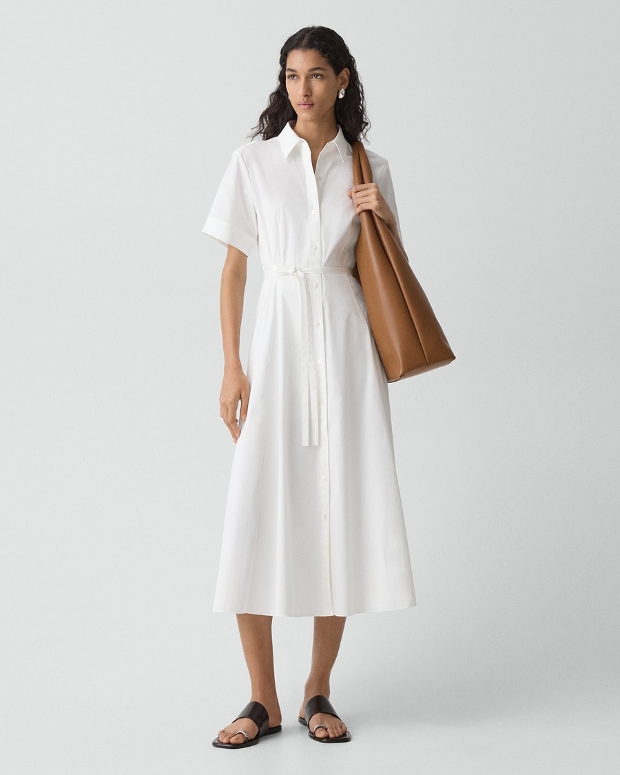 Belted Shirt Dress in Good Poplin