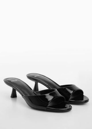 mango, Patent Leather Effect Heeled Sandal 