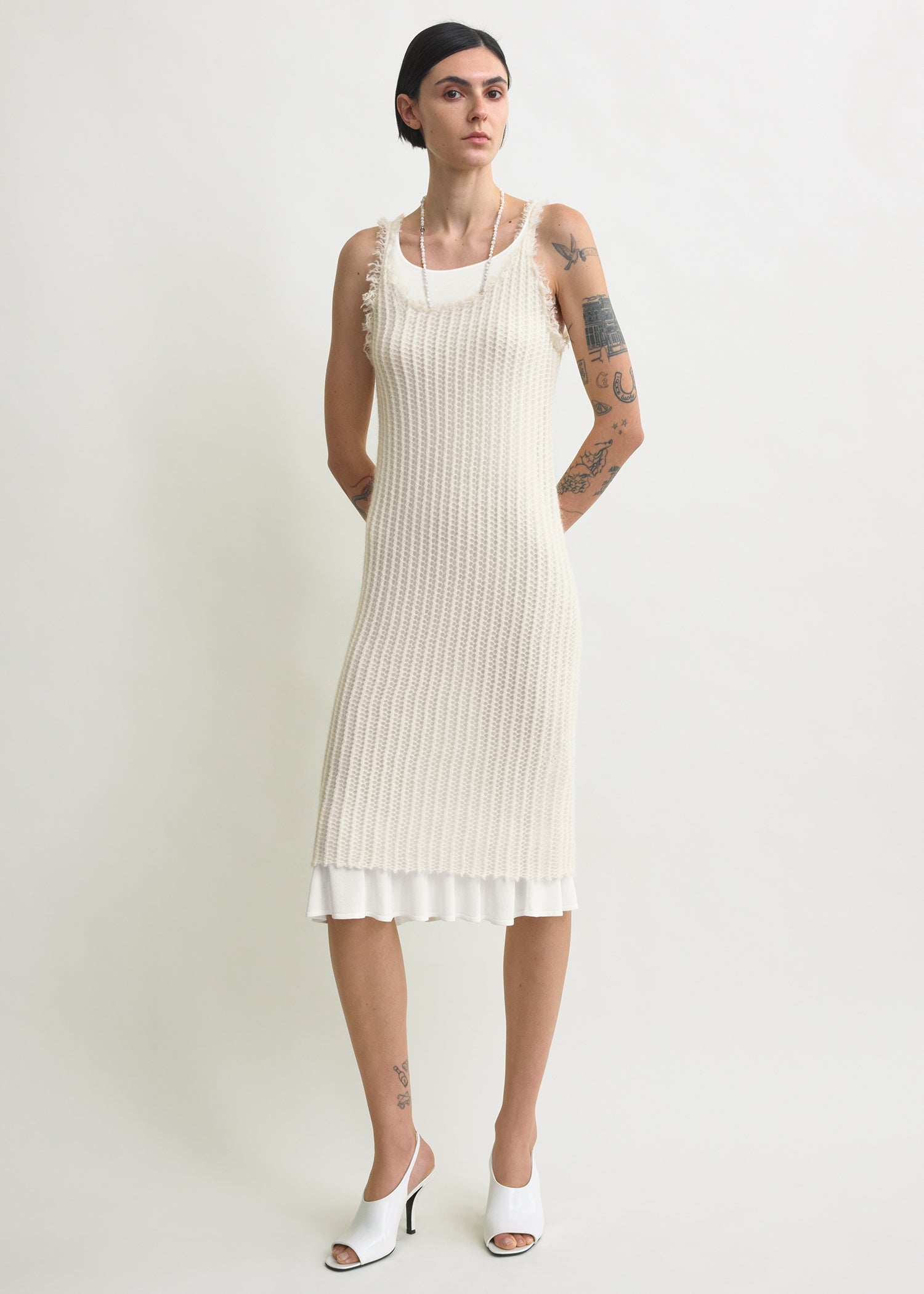 Mohair Knit Tank Dress Off-White - Xxs