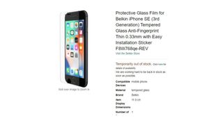 iphoen se 3 leaked screen protector listing showing an alleged iphone se 3