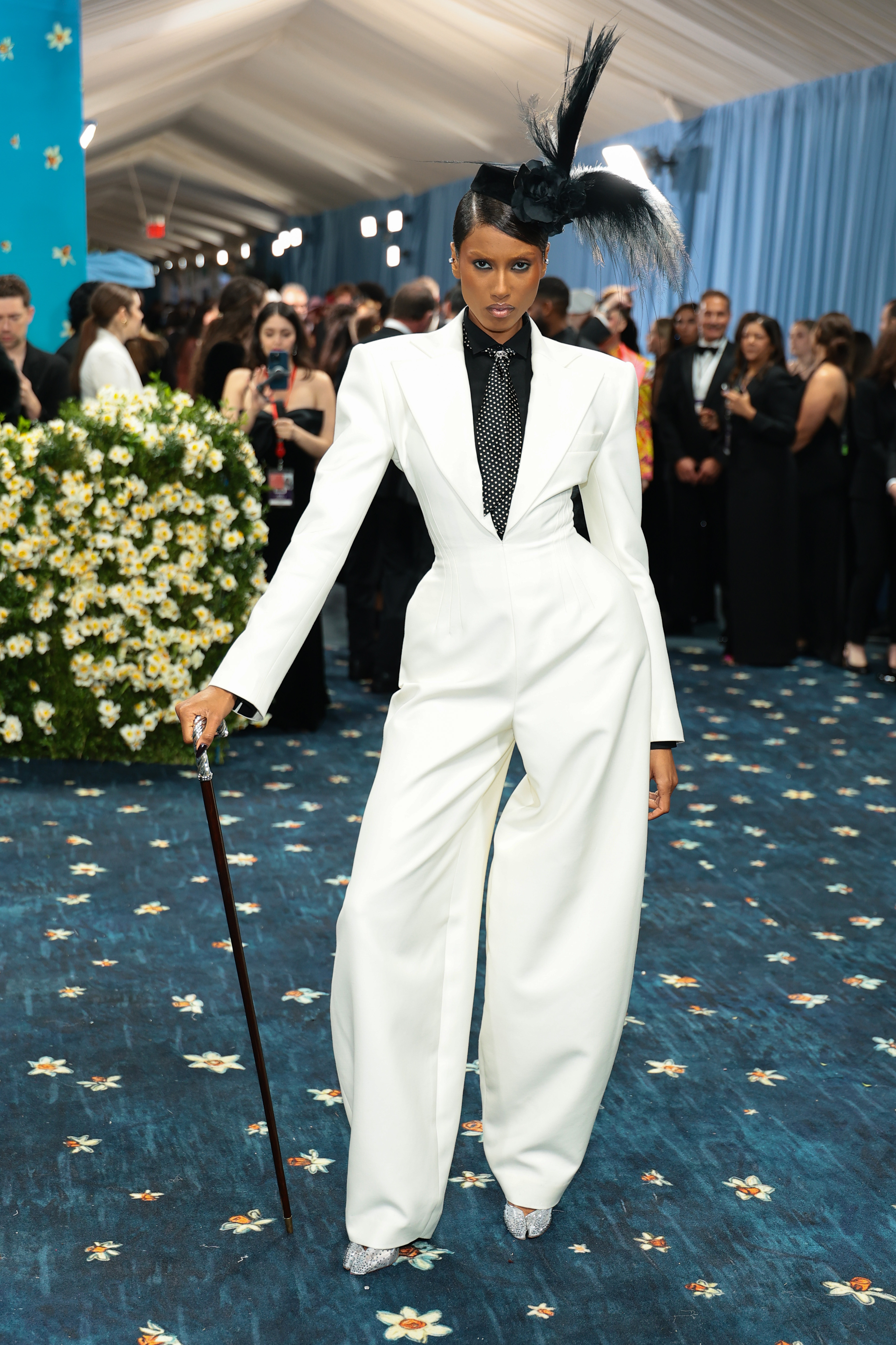 Imaan Hammam attends the 2025 Met Gala Celebrating "Superfine: Tailoring Black Style" at Metropolitan Museum of Art on May 05, 2025 in New York City. (Photo by Dimitrios Kambouris/Getty Images for The Met Museum/Vogue)