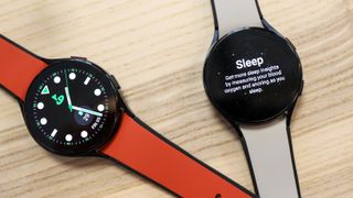 Samsung Galaxy Watch 5 hands on watch face red strap sleep info white strap
