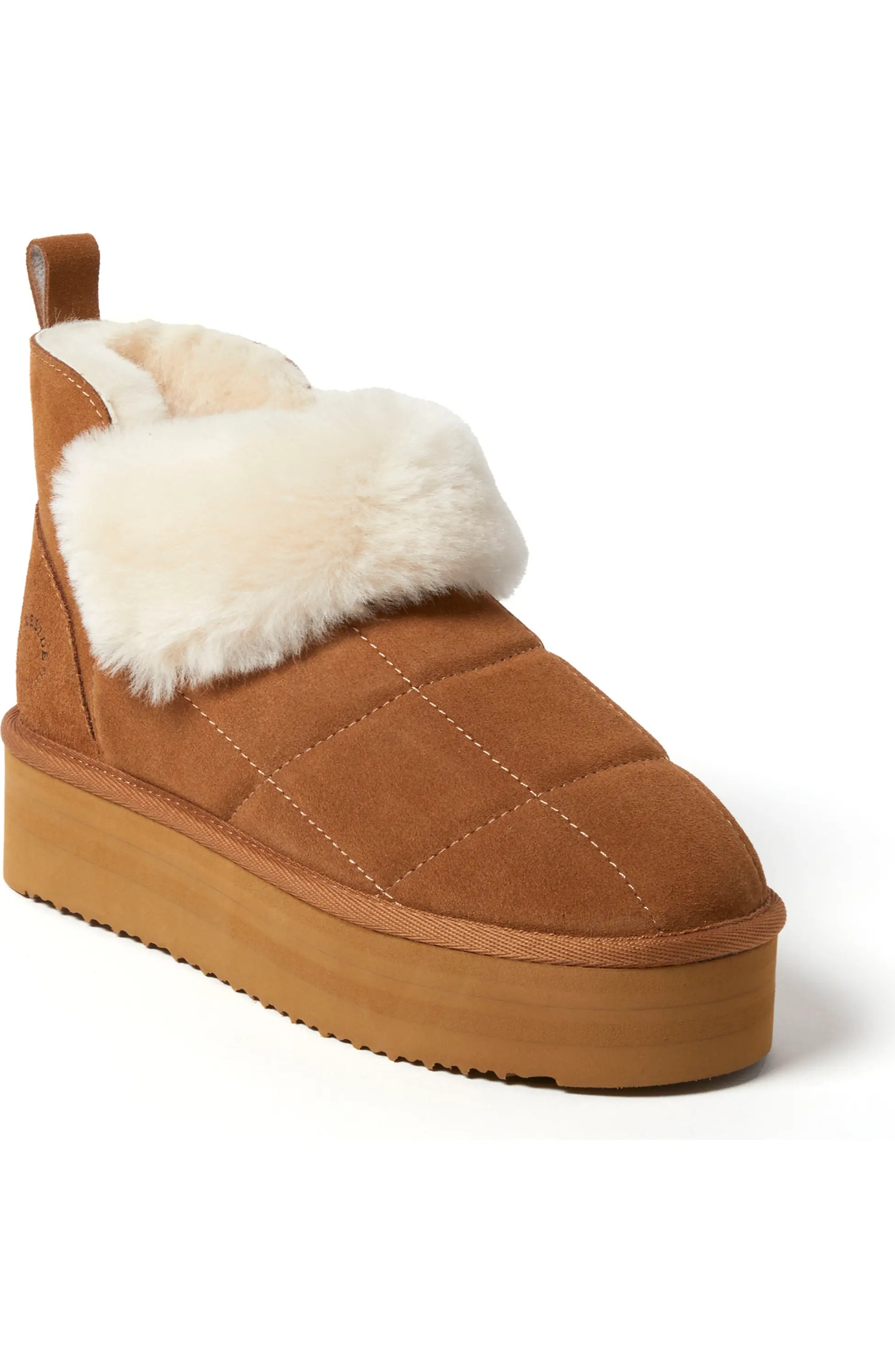 DEARFOAMS, Fireside Bayswater Genuine Shearling Quilted Platform Bootie