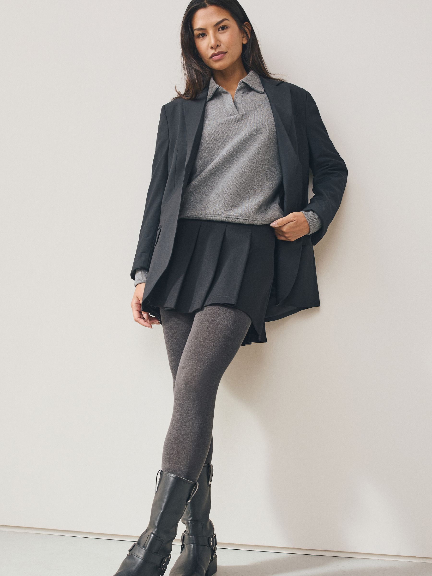 Grey Plain Thermal 100d Tights