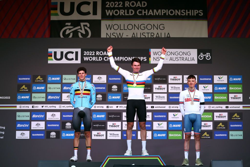 S&oslash;ren W&aelig;renskjold on the top step of the podium
