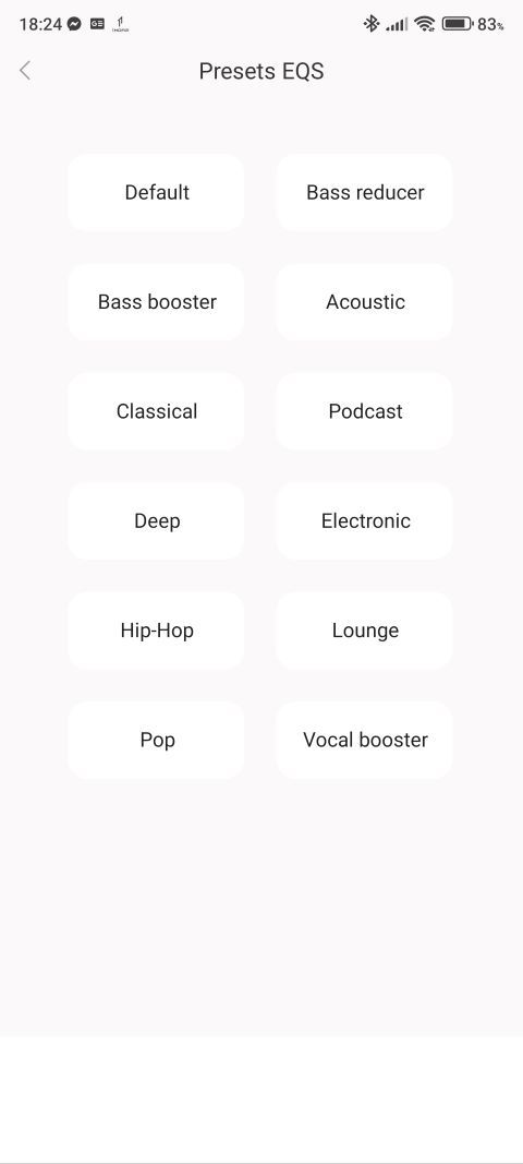 1More Music app preset EQs