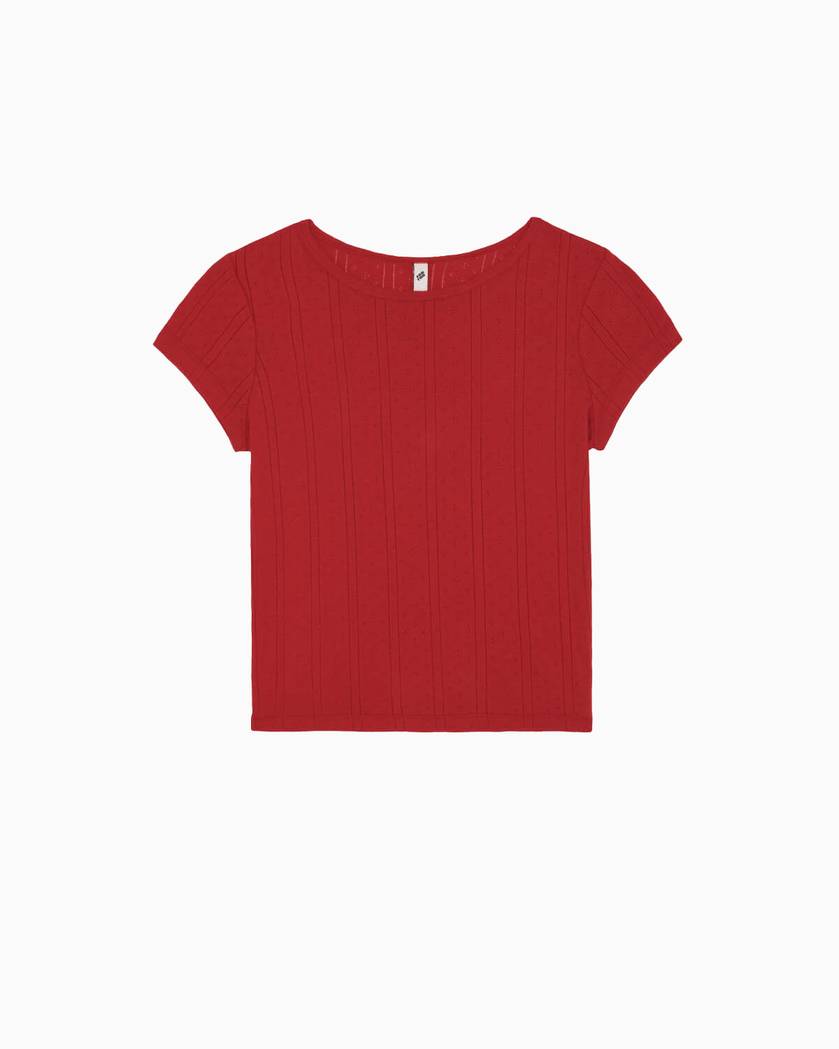 The Baby Tee: Cherry Red Pointelle