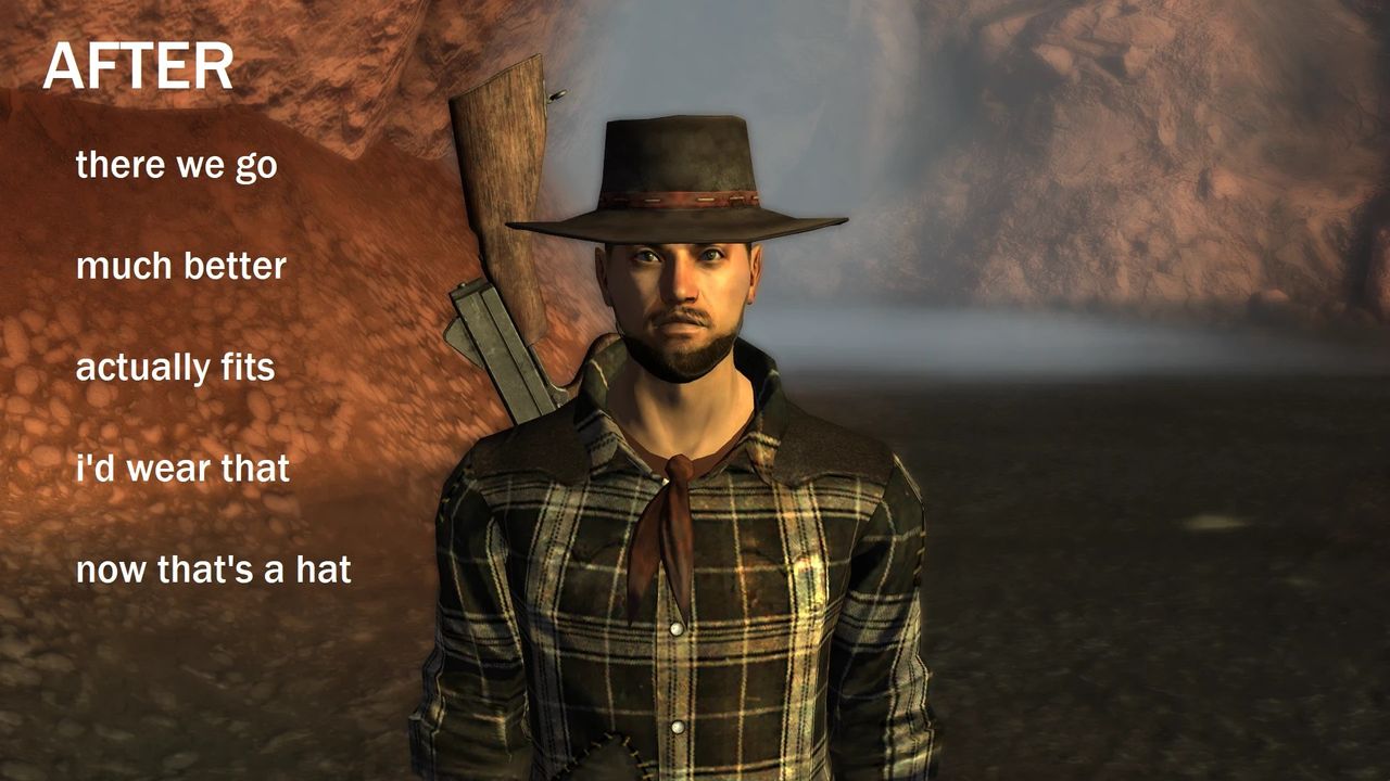 A shot from Daniel's Hat Refitted, showing Daniel's hat slimmed down a touch.