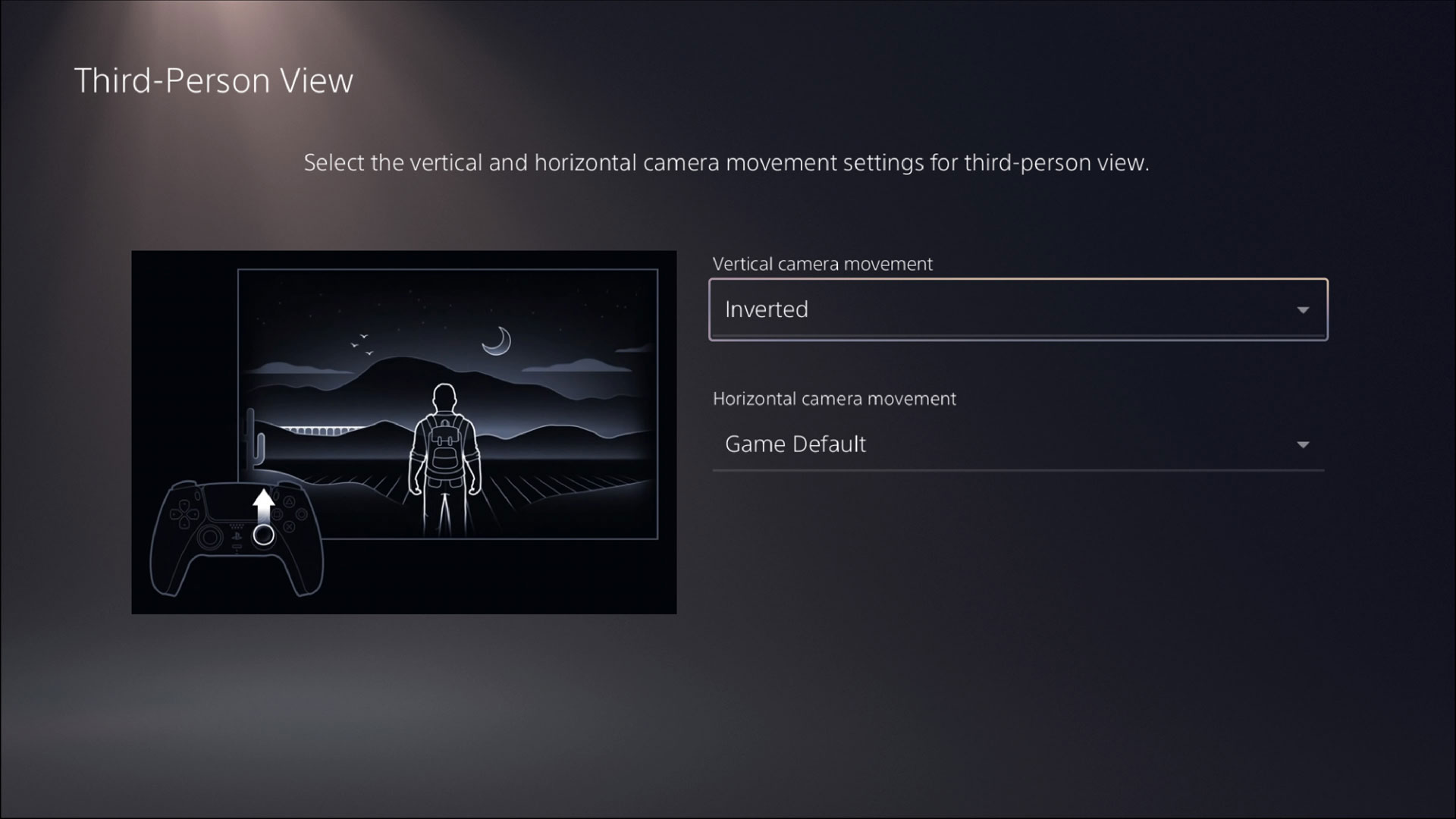 PS5 invert camera settings