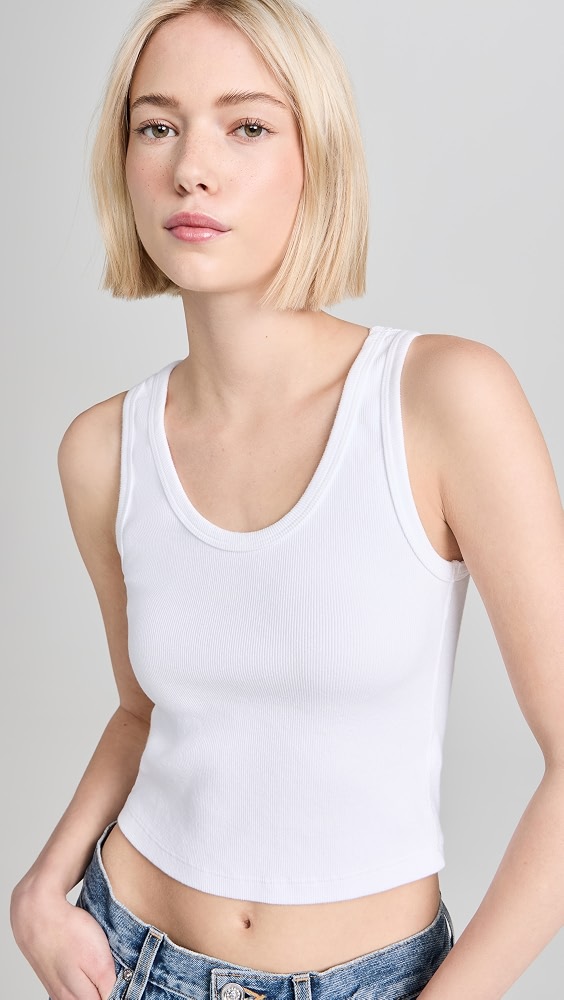 Blondie Structured Rib Bra Friendly Tank - White