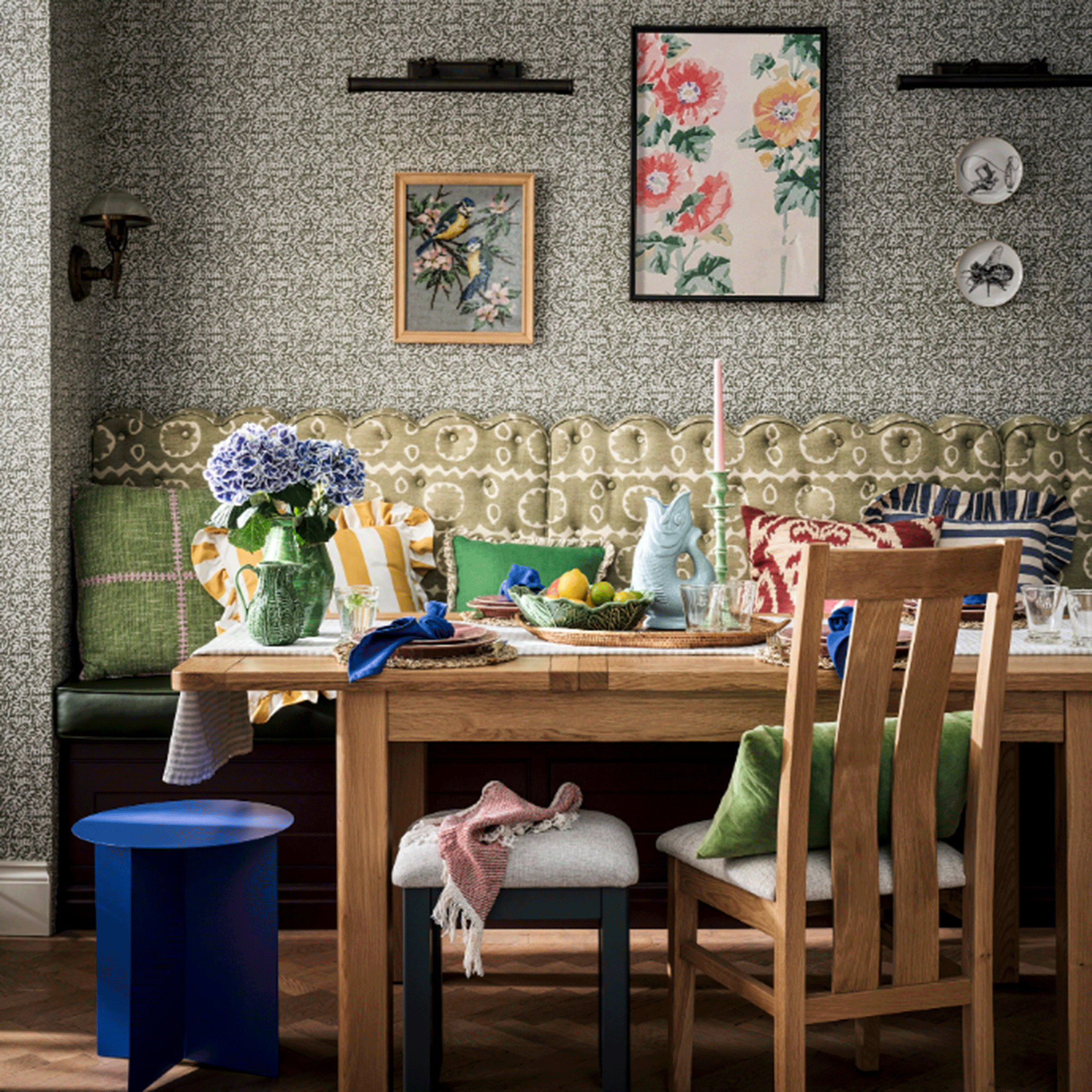 Furniture Village dining table opposite banquette seating