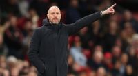 Manchester United manager Erik ten Hag gestures during a game against Sheffield United in April 2024.