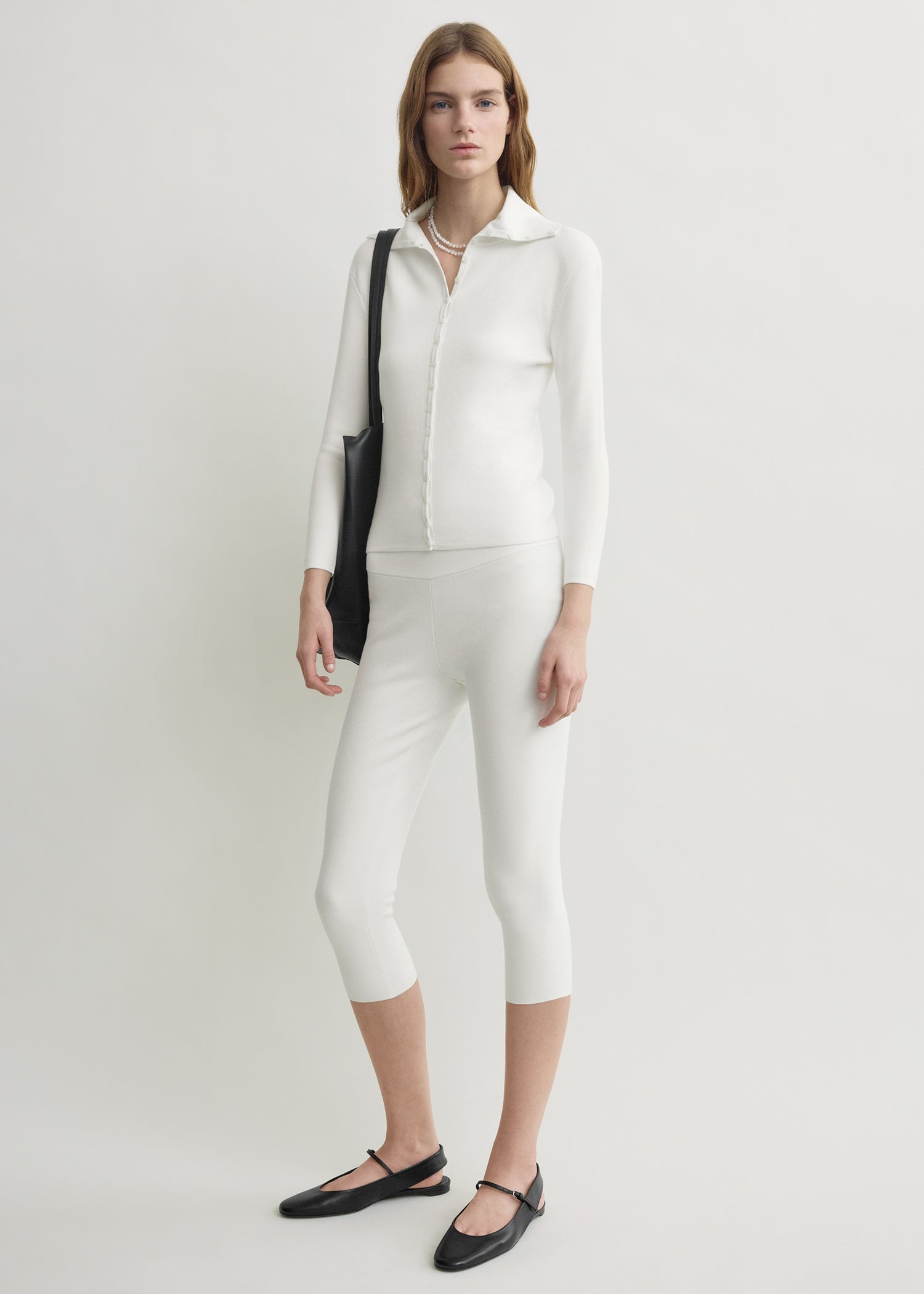 Capri Knit Leggings Off-White - Xxs