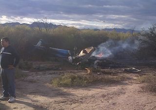 The scene where two helicopters crashed near Villa Castelli in the La Rioja province of Argentina.