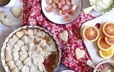 Rhubarb, blood-orange and ginger heart pie