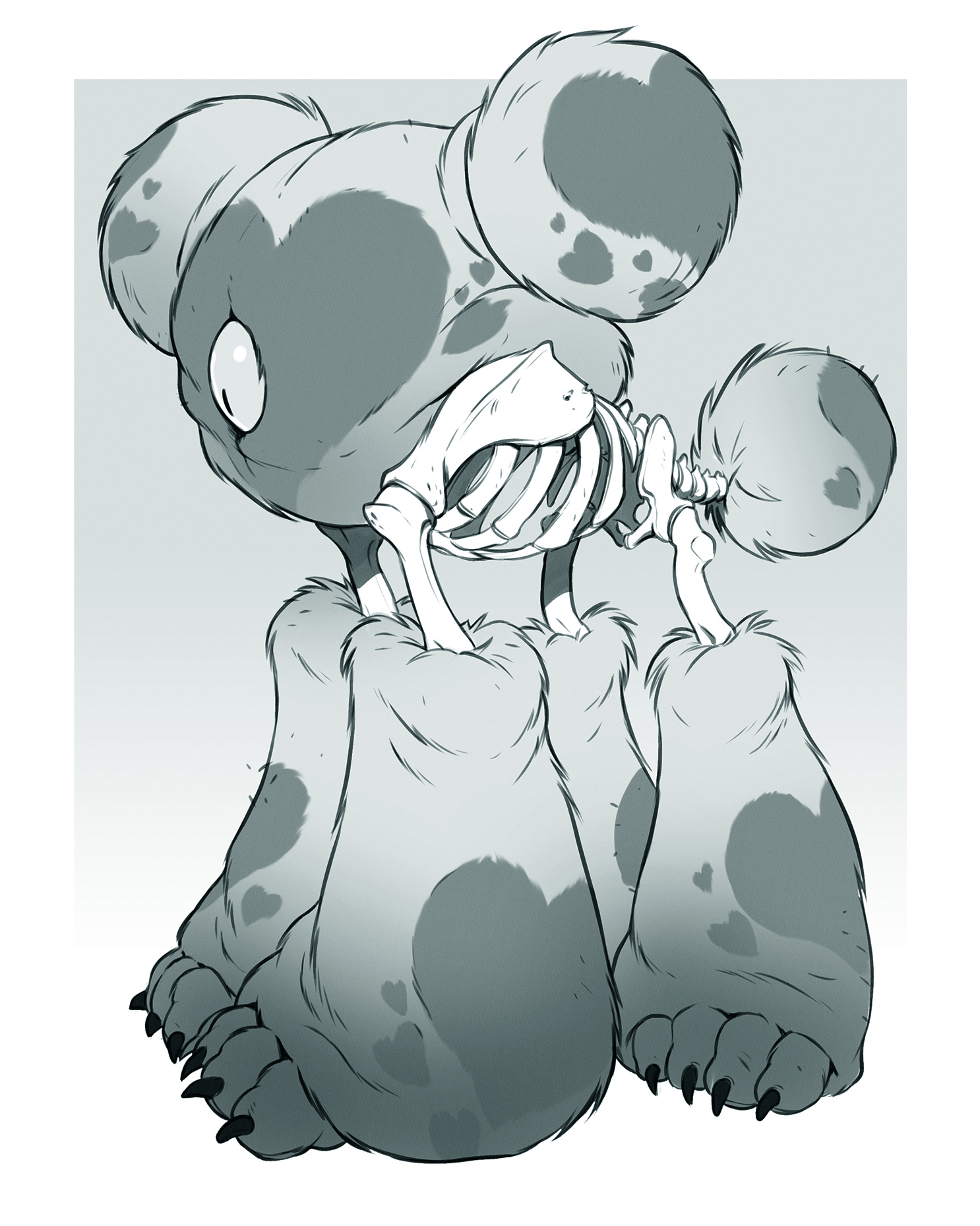 A character art sketch in black and white