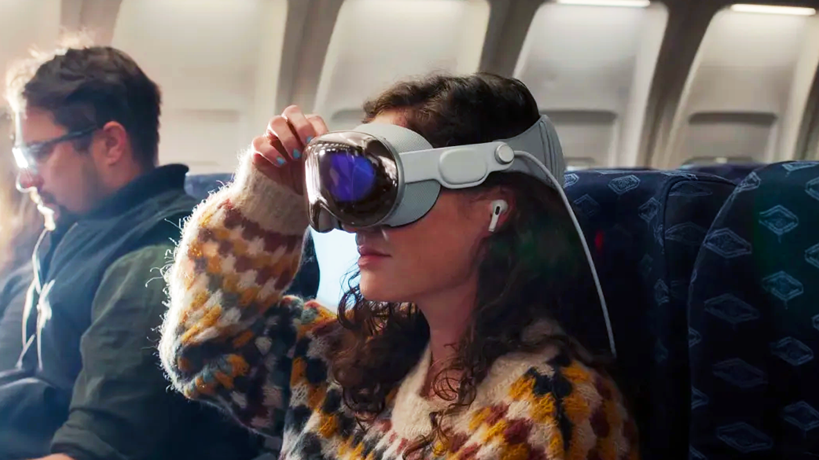 Apple Vision Pro on flight