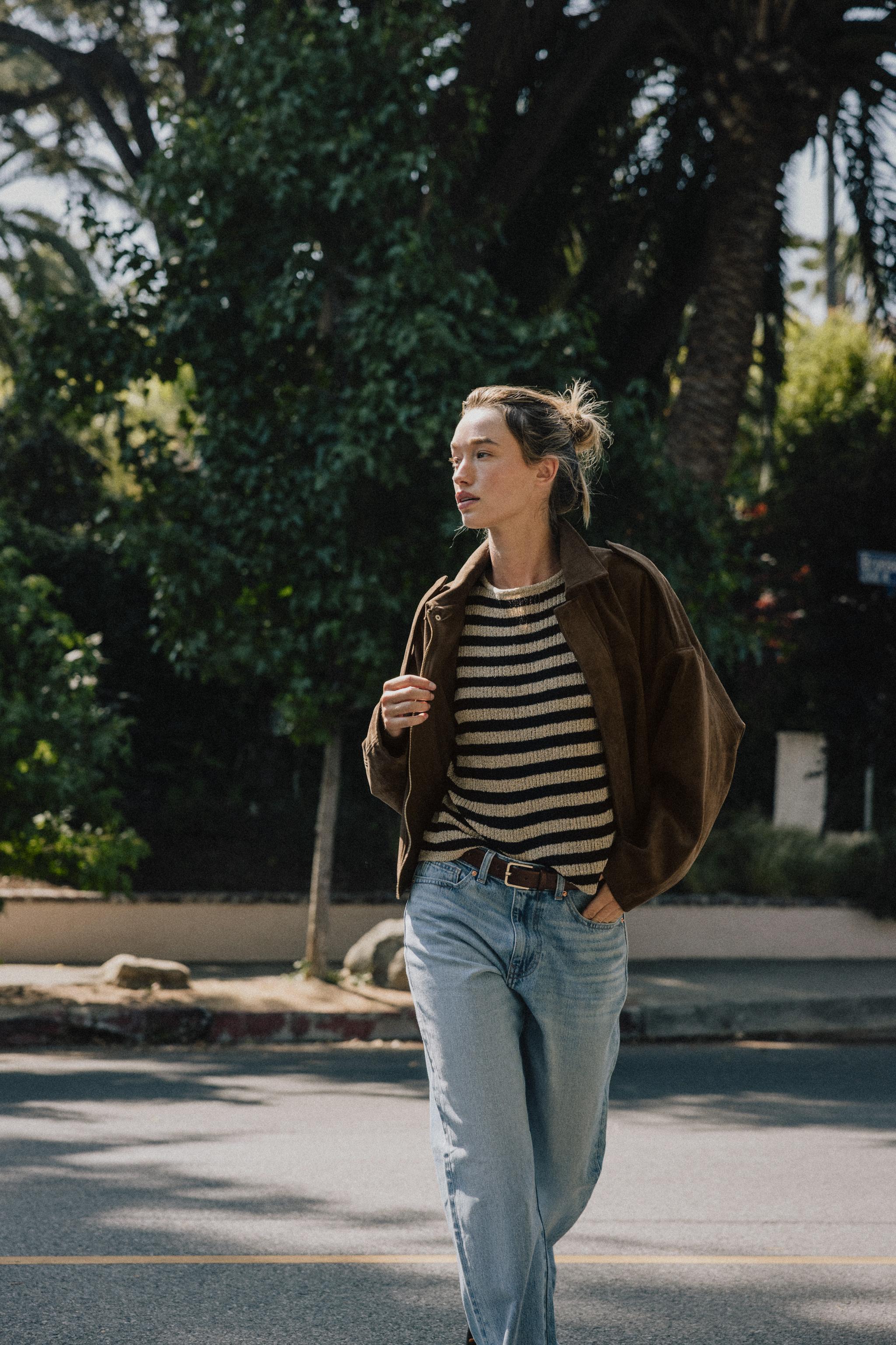 Suede Effect Bomber Jacket