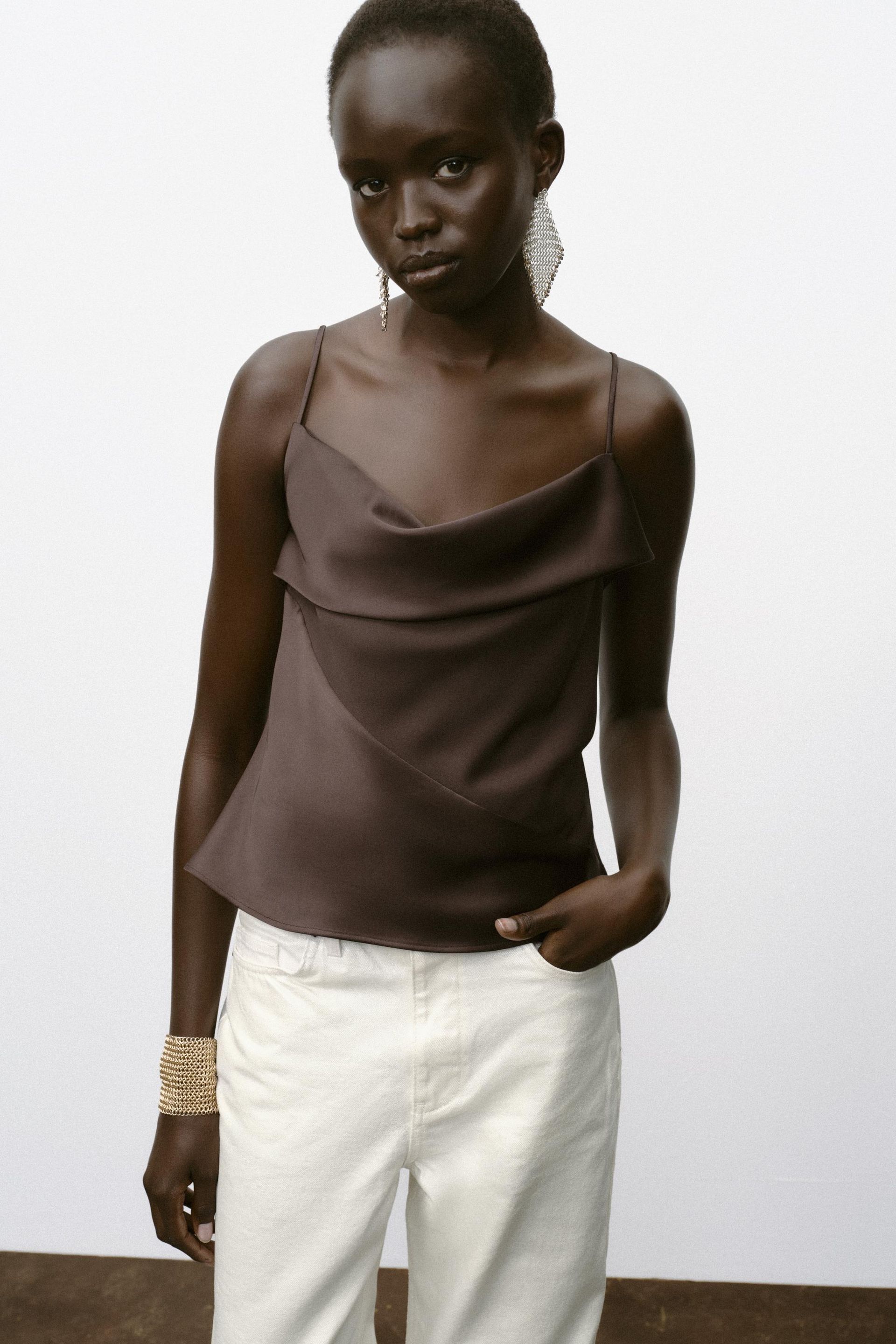 Satin Trim Camisole Top