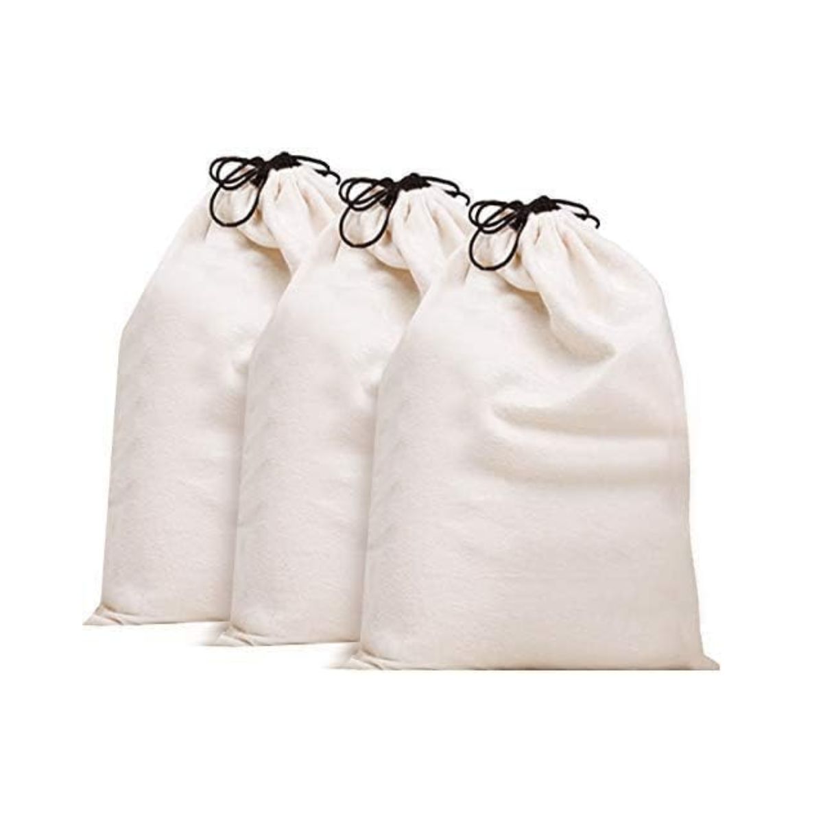 Misslo Set of 3 Cotton Breathable Dust-Proof Drawstring Storage Pouch Multi-Functional Bag&amp;#65292;beige (pack 3 L)